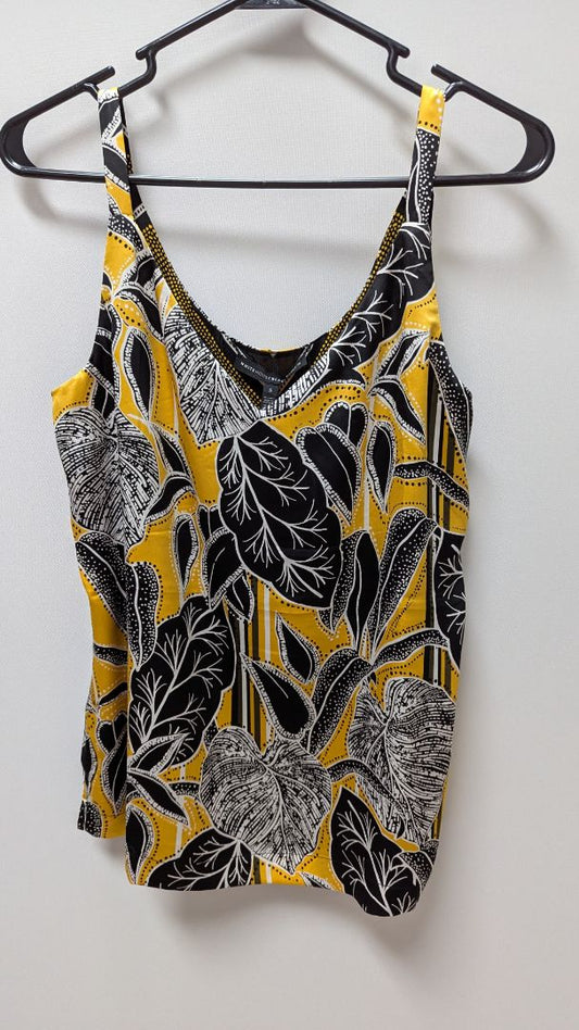 White House Black Market Artisanal Palms Marigold Reversible Blouse