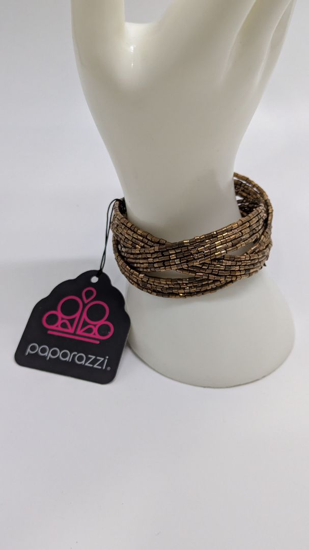 Paparazzi Bronze Gold Beaded Bangle Bracelet