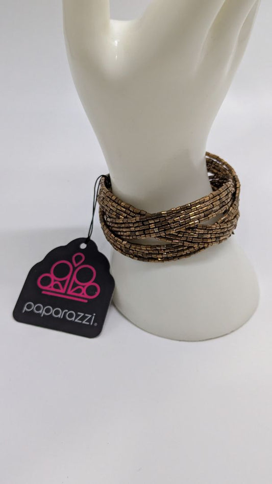 Paparazzi Bronze Gold Beaded Bangle Bracelet