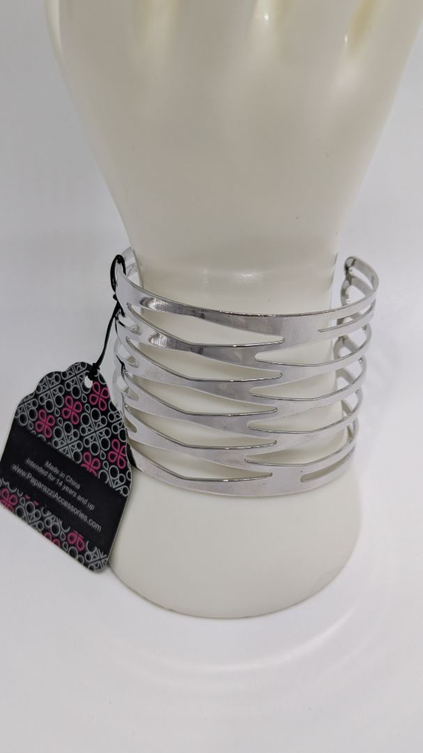 Paparazzi Silver Criss-Cross Open Cuff Bracelet