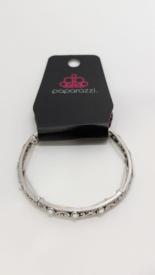 Paparazzi Thin Silver Stretchy Metal Bracelet