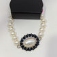 Paparazzi White/Black Faux-Pearl Medallion Bracelet
