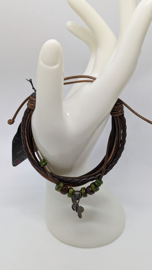 Paparazzi Brown Butterfly Charm Corded Bracelet