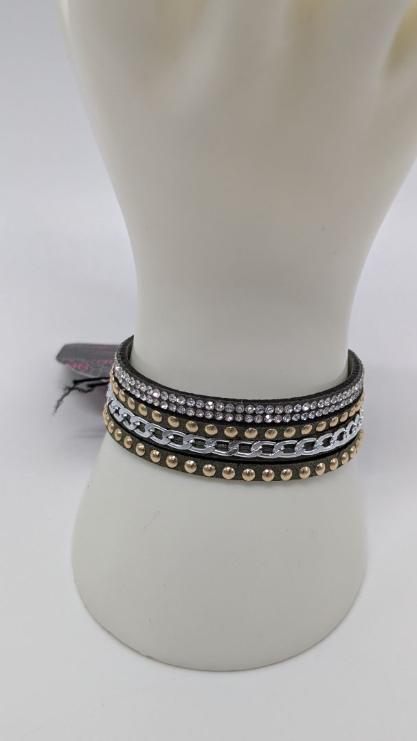 Paparazzi Green/Silver/Gold Studded Wrap Bracelet