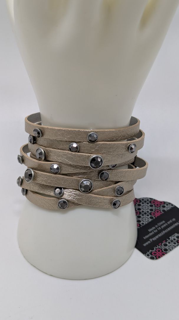 Paparazzi Light Bronze Studded Wrap Bracelet