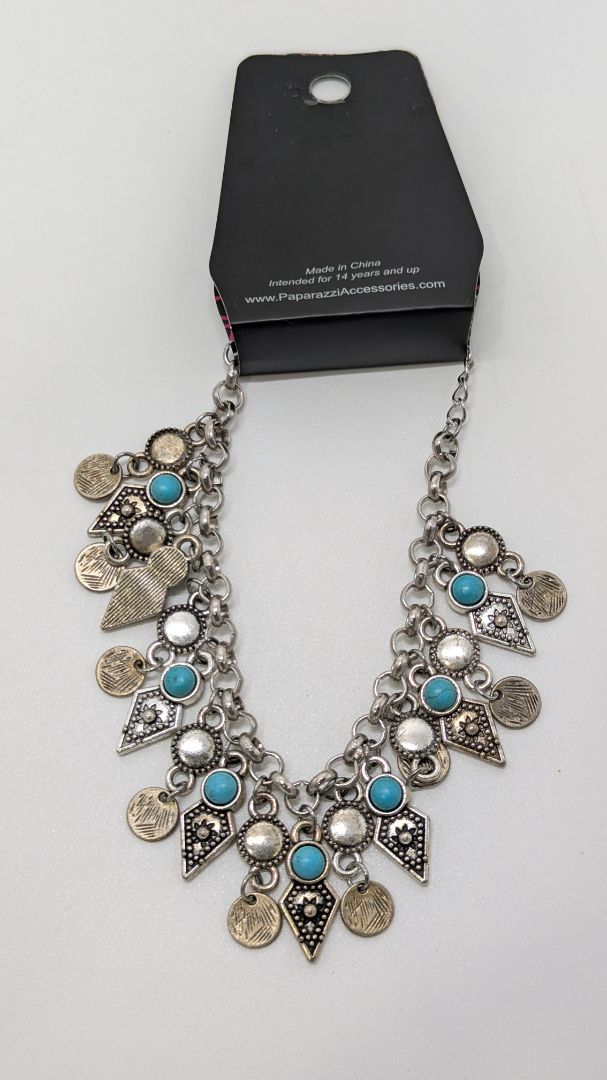 Paparazzi Silver Southwestern Turquoise Charm Bracelet