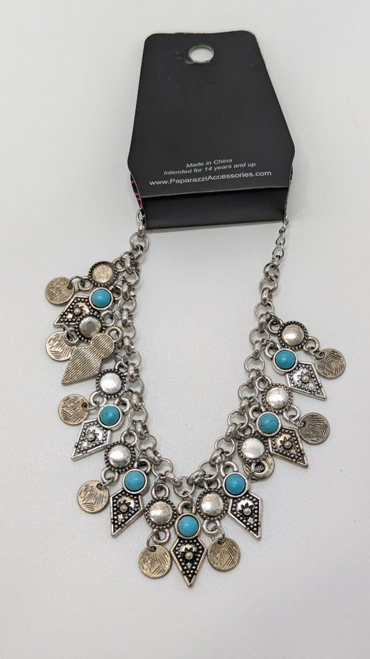 Paparazzi Silver Southwestern Turquoise Charm Bracelet