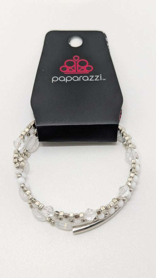 Paparazzi Silver Beaded Wrap Bangle Bracelet
