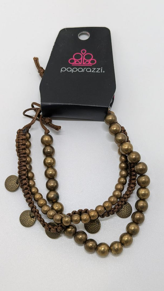 Paparazzi Bronze 3-Strand Beaded Cord Bracelet