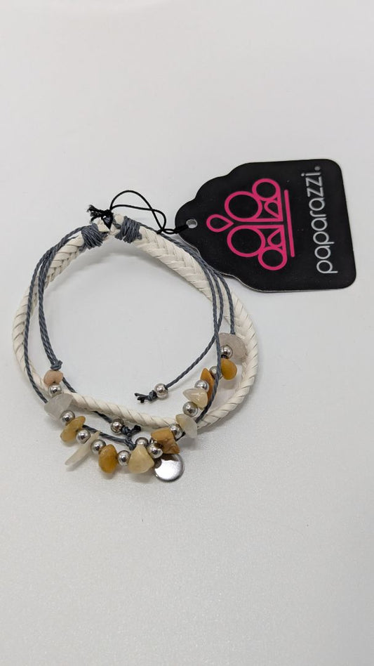 Paparazzi Tan 3-Strand Beaded Cord Bracelet