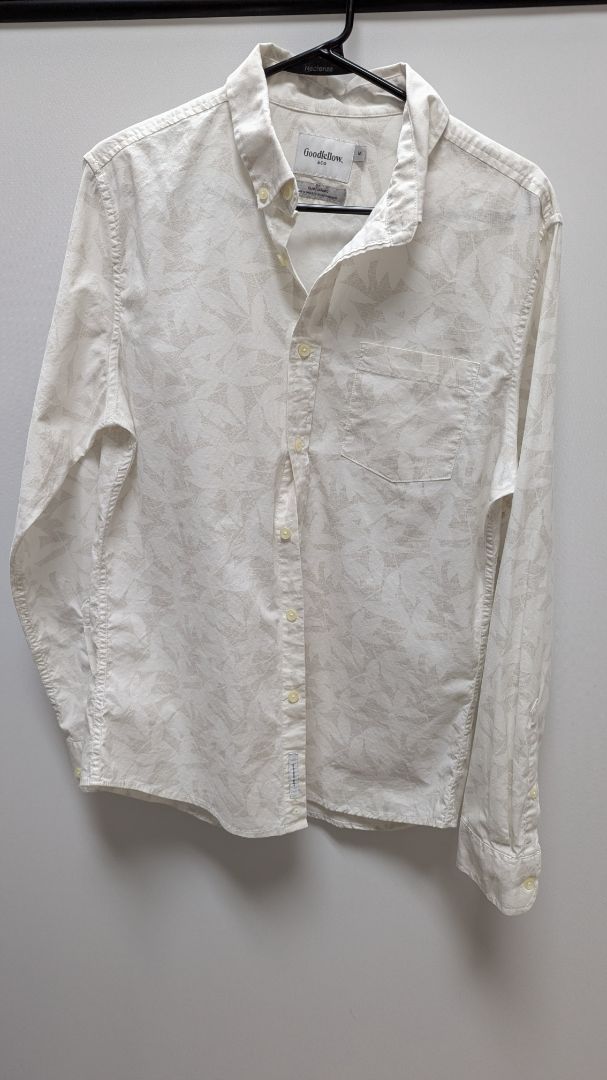 Goodfellow & Co White Leaf Print Northrop Shirt