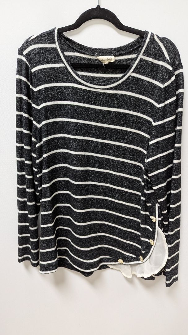 maison jules Black/White Striped Button-Hem Sweater
