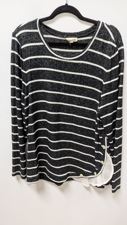 maison jules Black/White Striped Button-Hem Sweater