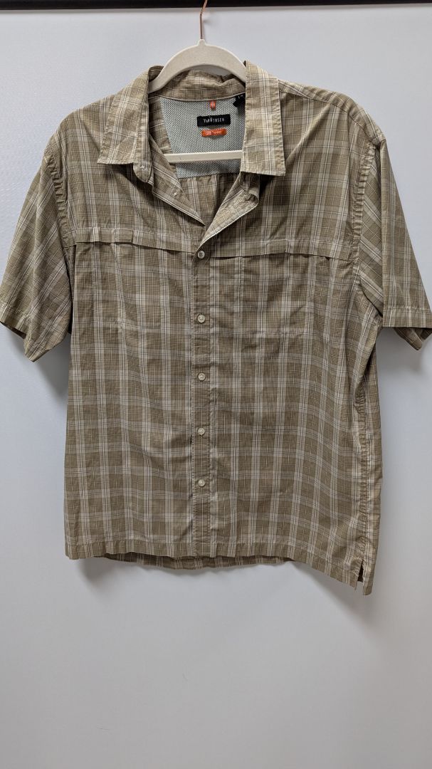 Van Heusen Light Brown Plaid Traveler Button-Down Shirt