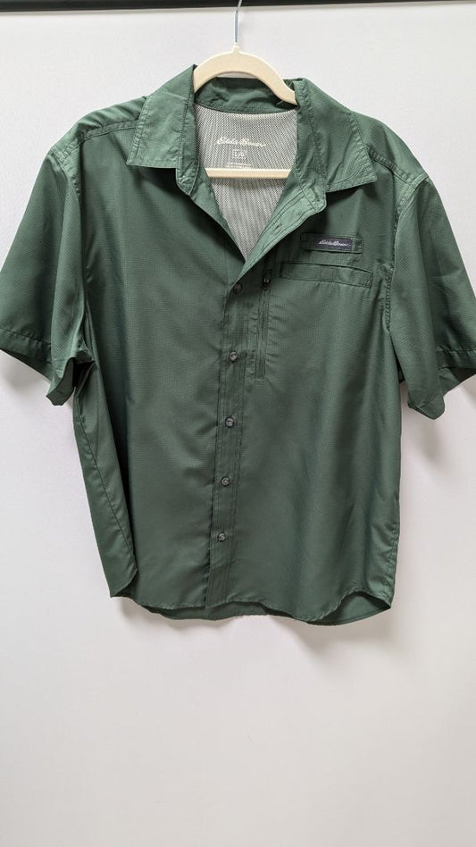 Eddie Bauer Dark Green Casual Active Button-Down Shirt
