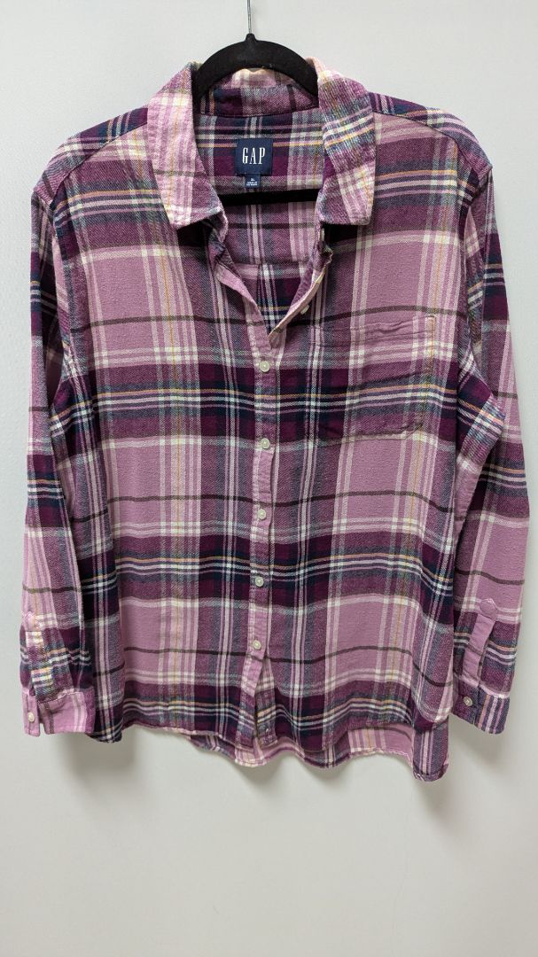 GAP Purple Plaid Button-Down Flannel Shirt