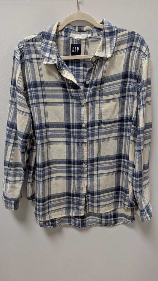 GAP Blue Plaid Button-Down Flannel Shirt
