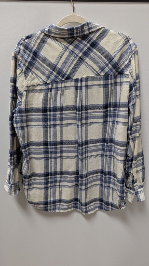 GAP Blue Plaid Button-Down Flannel Shirt