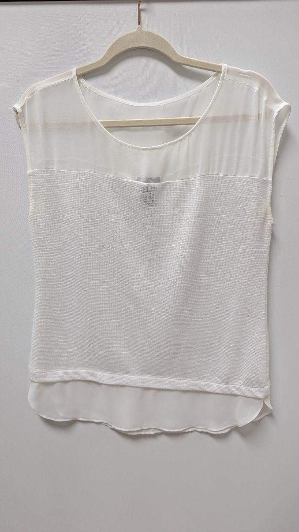 Ann Taylor White Sheer Sleeveless Blouse