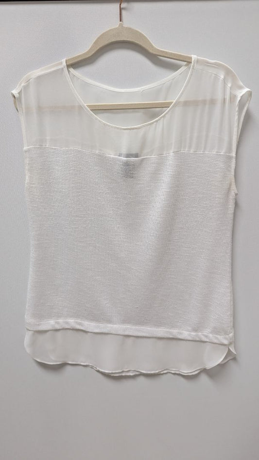 Ann Taylor White Sheer Sleeveless Blouse