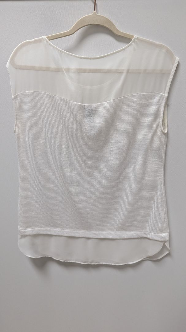Ann Taylor White Sheer Sleeveless Blouse