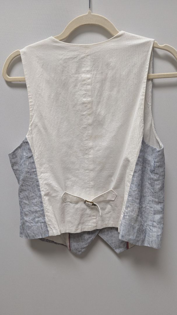 Banana Republic Navy/White Striped Linen Vest