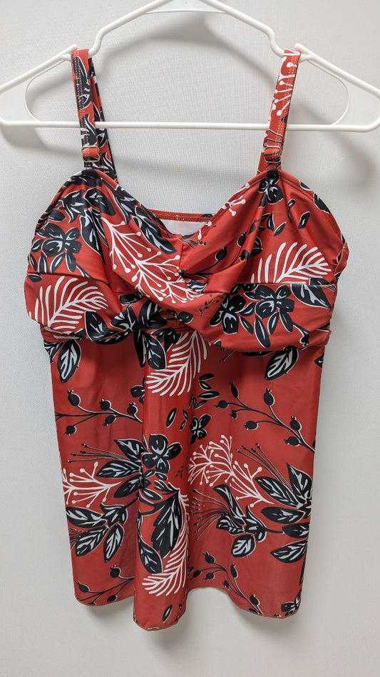 Red/Black Floral Tankini Swim Top