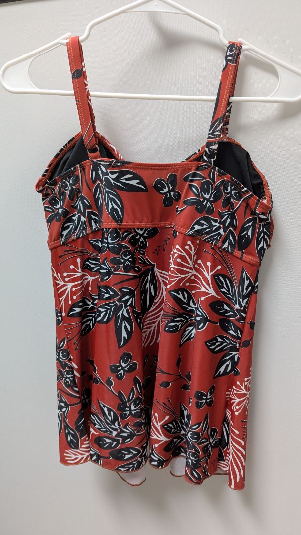 Red/Black Floral Tankini Swim Top
