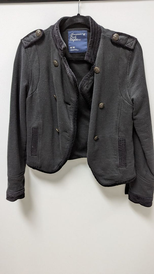American Eagle Black Cotton Military Jacket