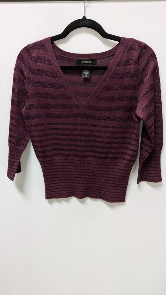 Express Dark Purple Shimmer Striped Sweater