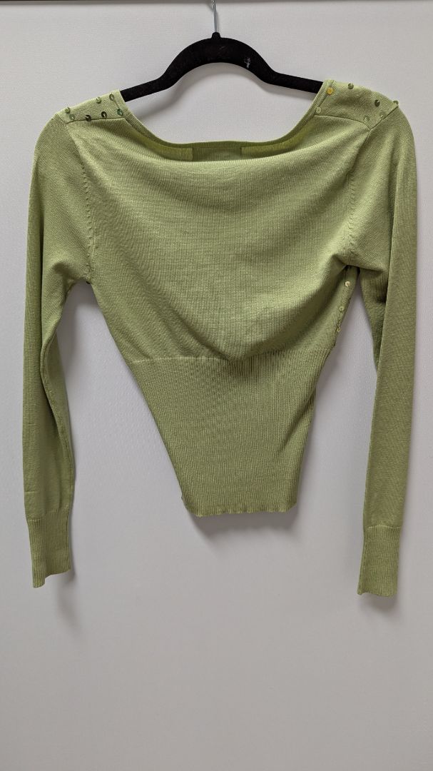 Say What? Green Y2K Sequin Silk-Blend Sweater
