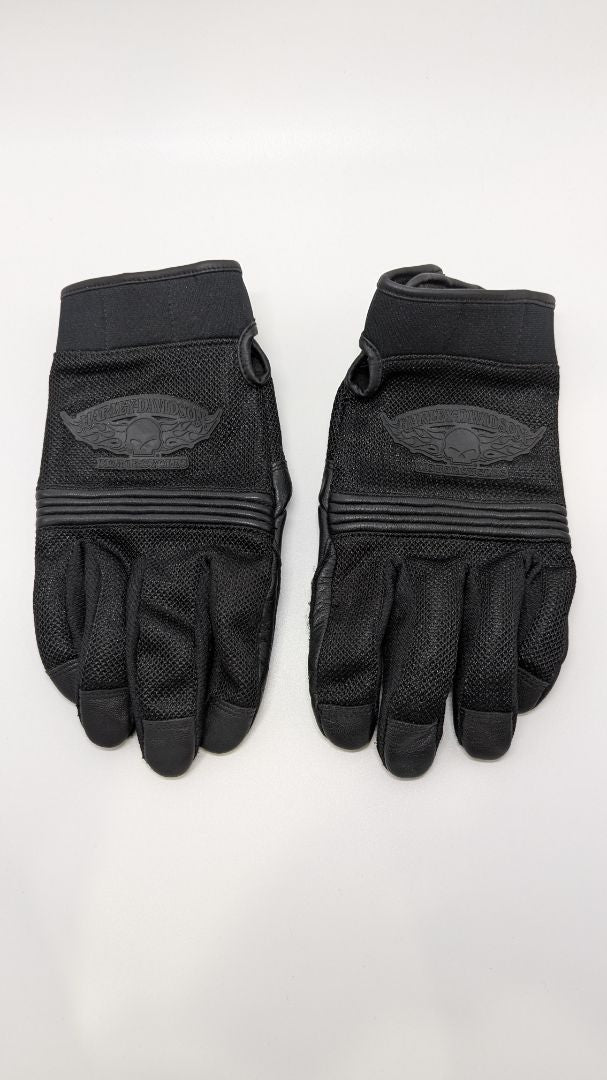 Harley Davidson Black Men's Winged Willie G Skull Gloves