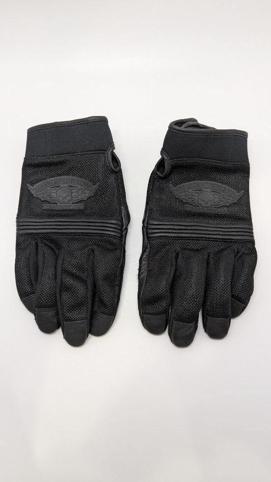Harley Davidson Black Men's Winged Willie G Skull Gloves