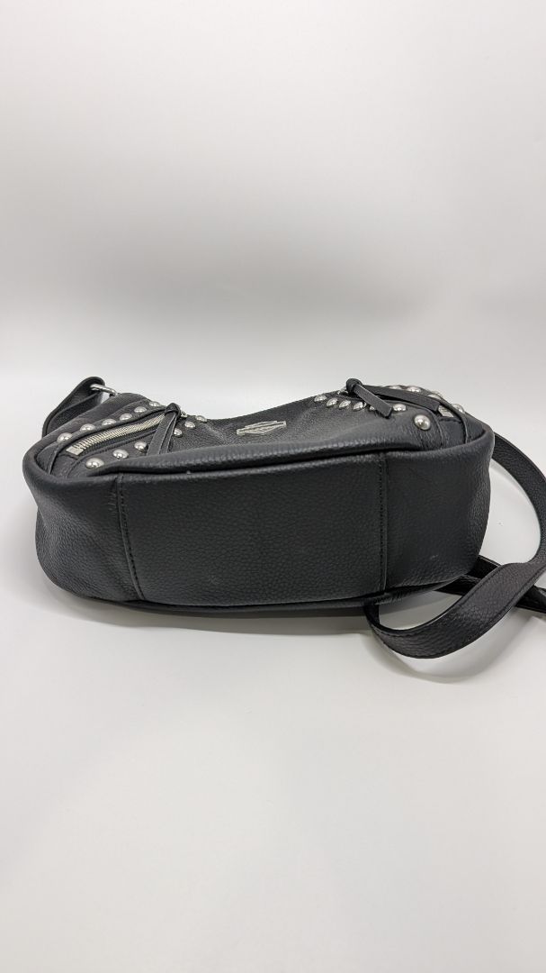 Harley Davidson Black Studded Rider Leather Crossbody Purse