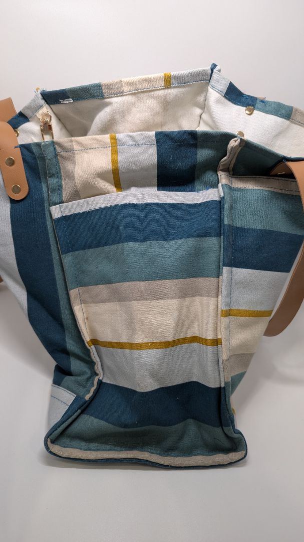 FEED Blue Striped Canvas Tote Bag