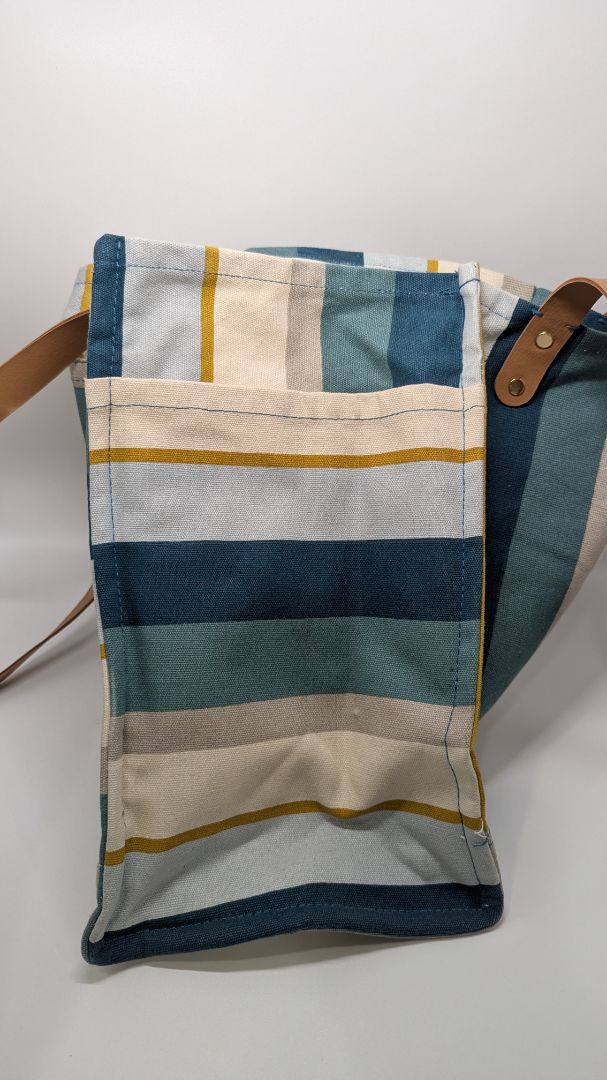 FEED Blue Striped Canvas Tote Bag