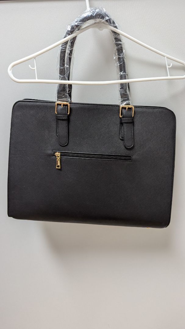 Black Faux-Leather Travel Purse with Scarf