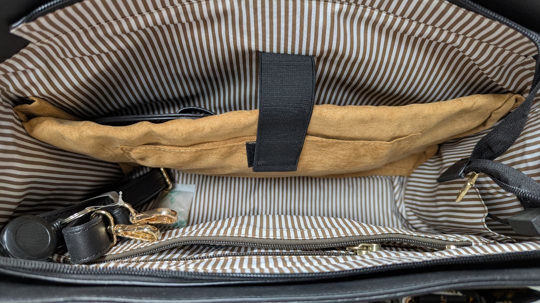 Black Faux-Leather Travel Purse with Scarf