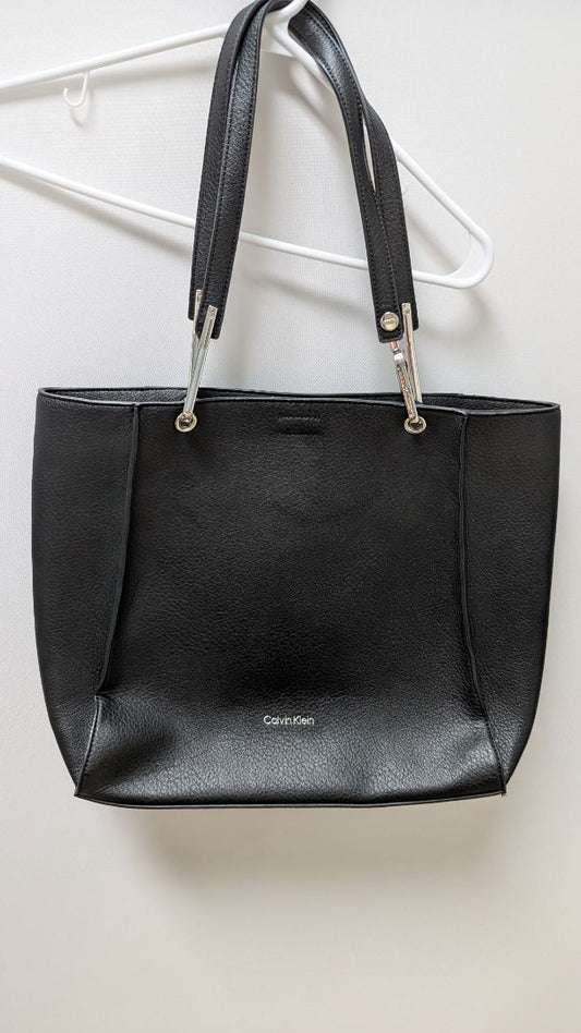Calvin Klein Black Faux-Leather Tote Bag