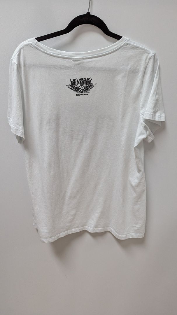 Harley Davidson White/Black Sequin Graphic Tee