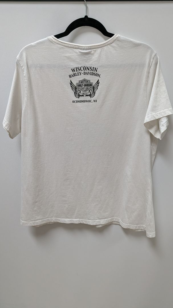 Harley Davidson White Women's Distressed Graphic Tee