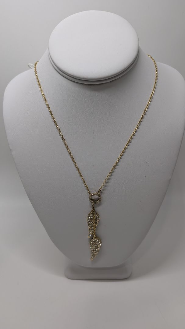 Gold Rhinestone Angel Wing Sliding Necklace