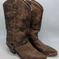 Abilene Dark Brown Distressed Harness Western Boots
