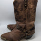 Abilene Dark Brown Distressed Harness Western Boots