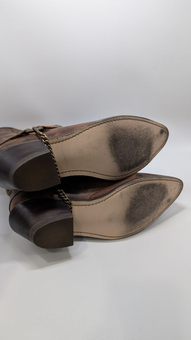 Abilene Dark Brown Distressed Harness Western Boots