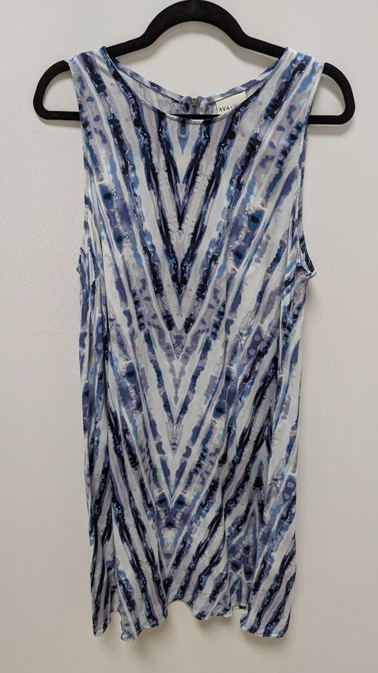 AVA & VIV Blue Striped Dye Sleeveless Shift Dress