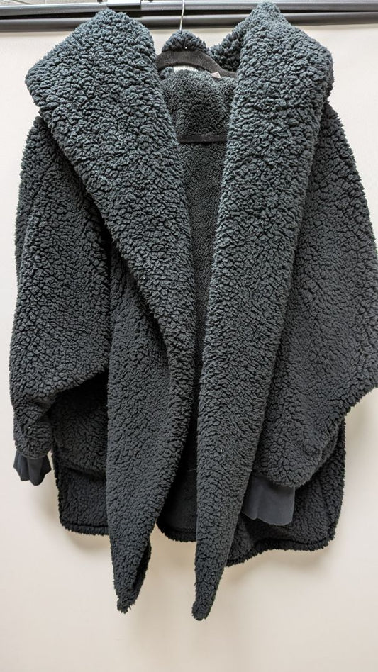 G.I.L.I Black Faux-Fur Open-Front Coat with Pockets
