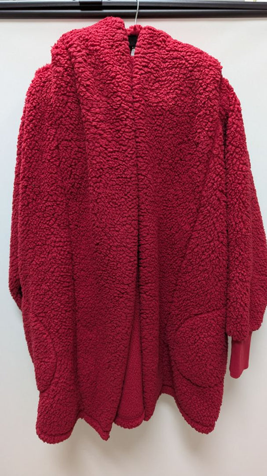 G.I.L.I Red Faux-Fur Open-Front Coat with Pockets