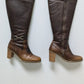 Bass Dark Brown Leather Heeled Knee-High Boots