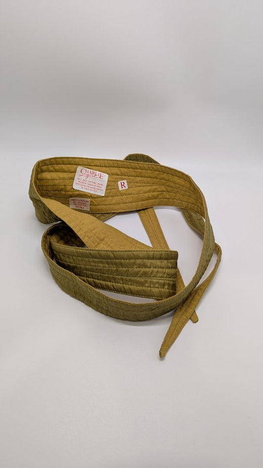 Charlie Girl Yellow/Green Silk Blend Tie Belt